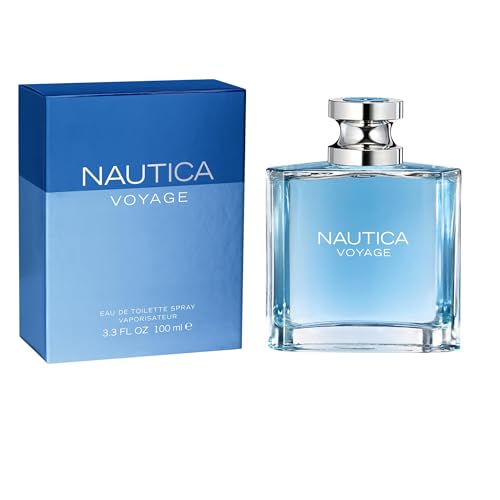 Nautica Voyage Men’s Eau de Toilette 3.3 fl oz with fresh apple and cedarwood notes.