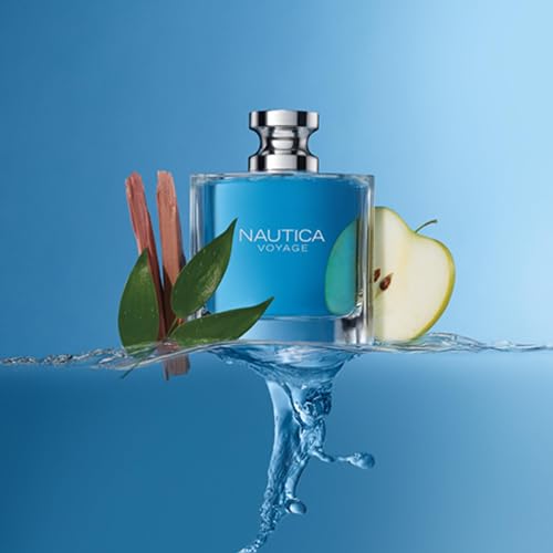Nautica Voyage Men’s Eau de Toilette 3.3 fl oz with fresh apple and cedarwood notes.