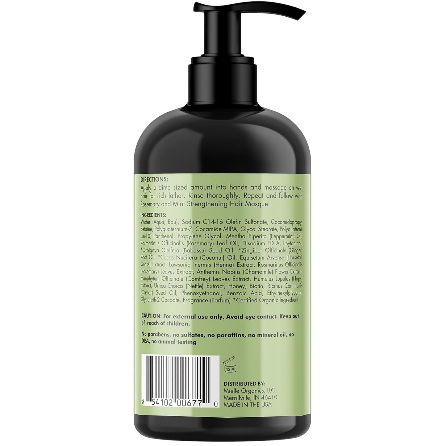 Mielle Rosemary Mint Shampoo & Conditioner with Biotin, strengthens and cleanses weak, brittle hair, 12oz.