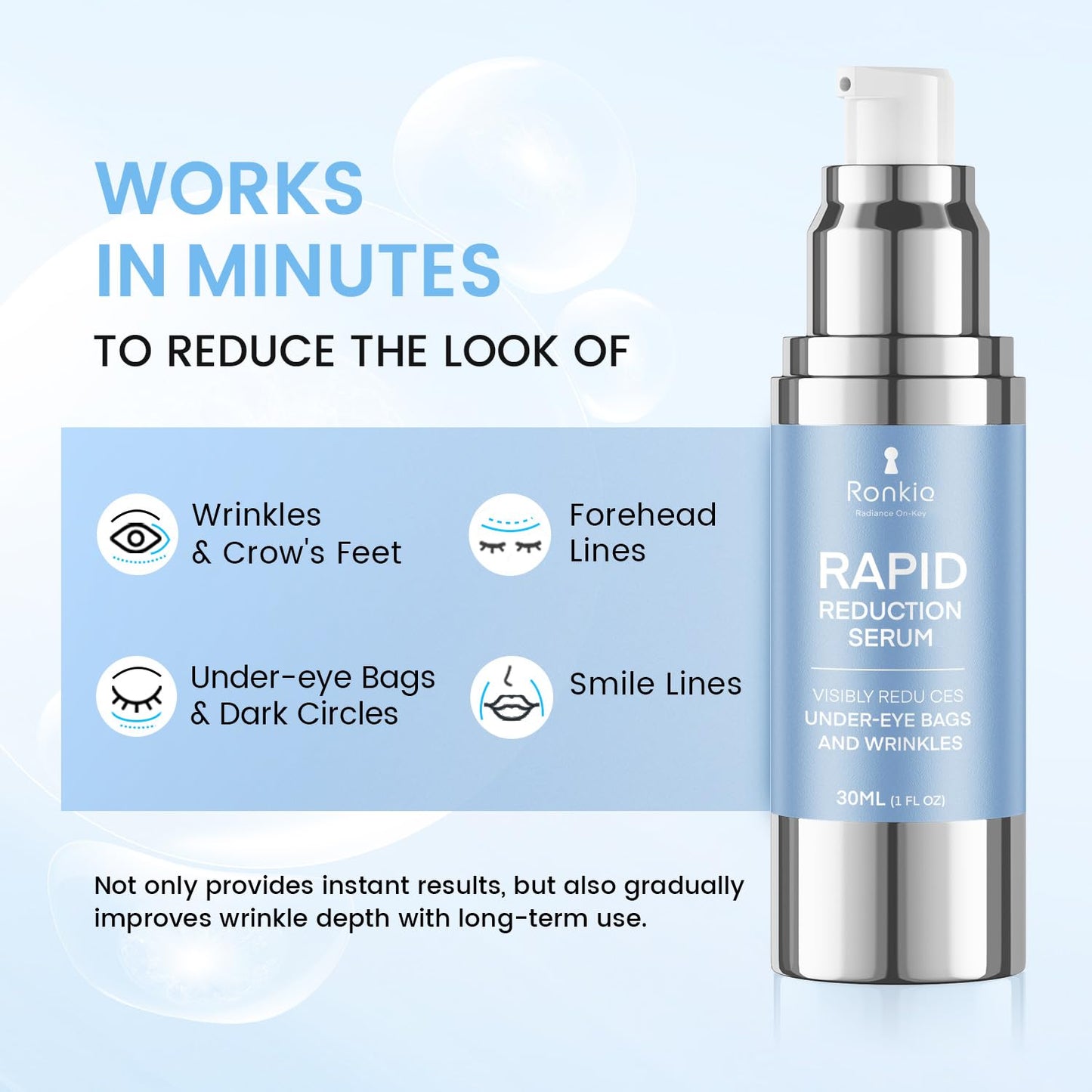 RONKIE Instant Face Lift Cream: Rapid Reduction Eye Serum Firms Under Eye Bags and Wrinkles for Middle-aged Women Before Dating & Work 1 Fl Oz