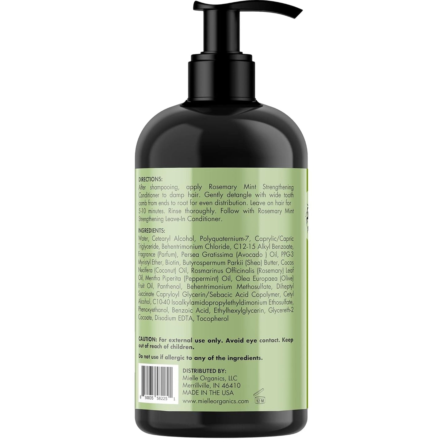 Mielle Rosemary Mint Shampoo & Conditioner with Biotin, strengthens and cleanses weak, brittle hair, 12oz.