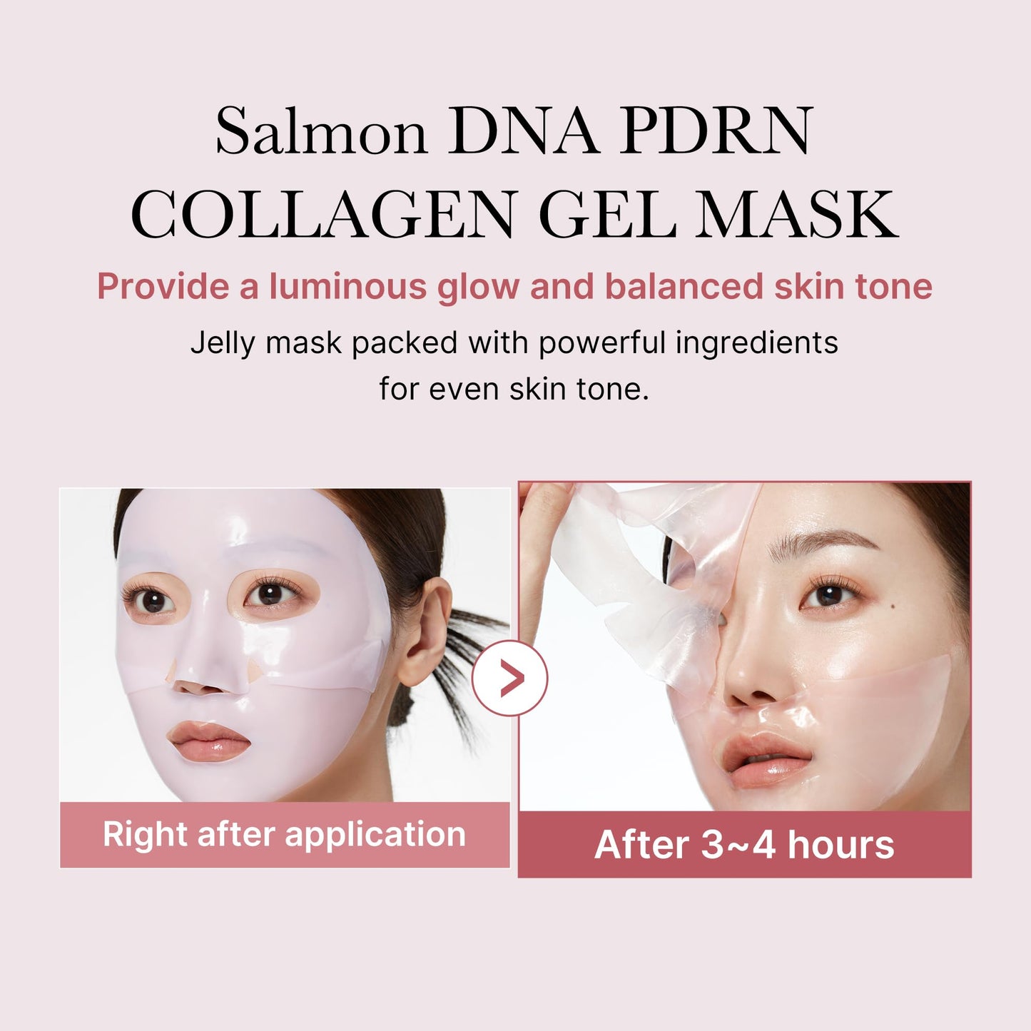 medicube Salmon DNA PDRN pink collagen jelly gel mask | korean skincare, 28g, 4ea