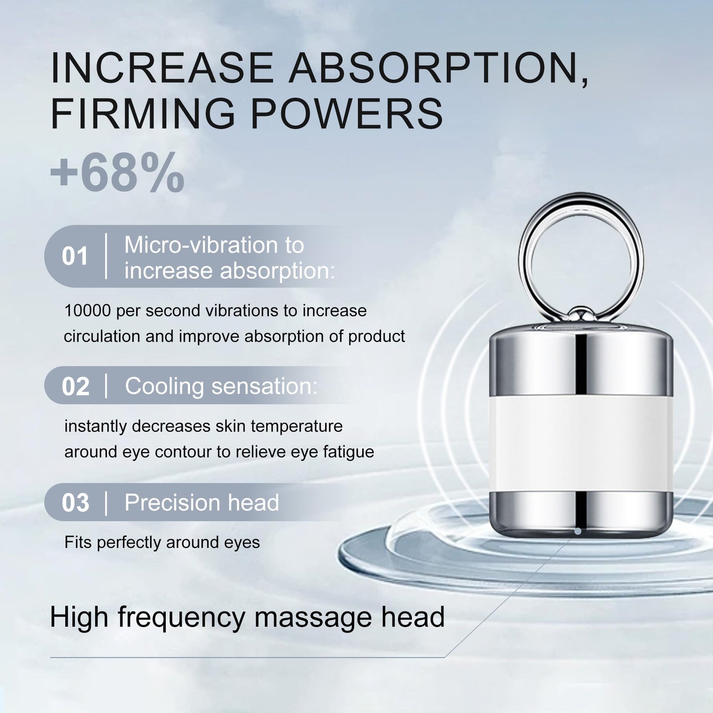 ChatGPT: Ycz Electric Massage Eye Cream with gentle vibration refreshes tired eyes, reduces dark circles, firms skin, smooths fine lines, and moisturizes for anti-wrinkle care.