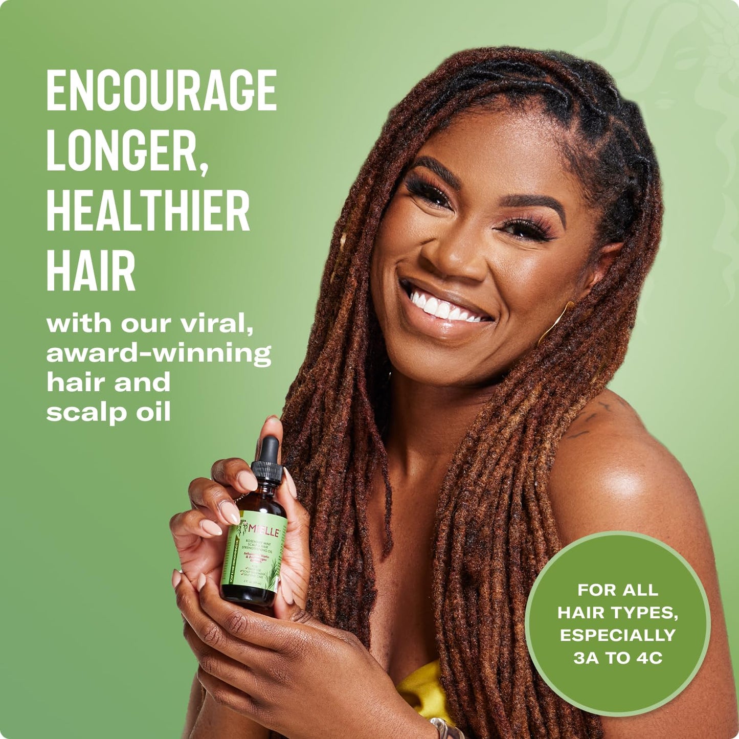 Mielle Rosemary & Mint Hair Oil 2oz, with Biotin, treats split ends, dry scalp, and strengthens hair.