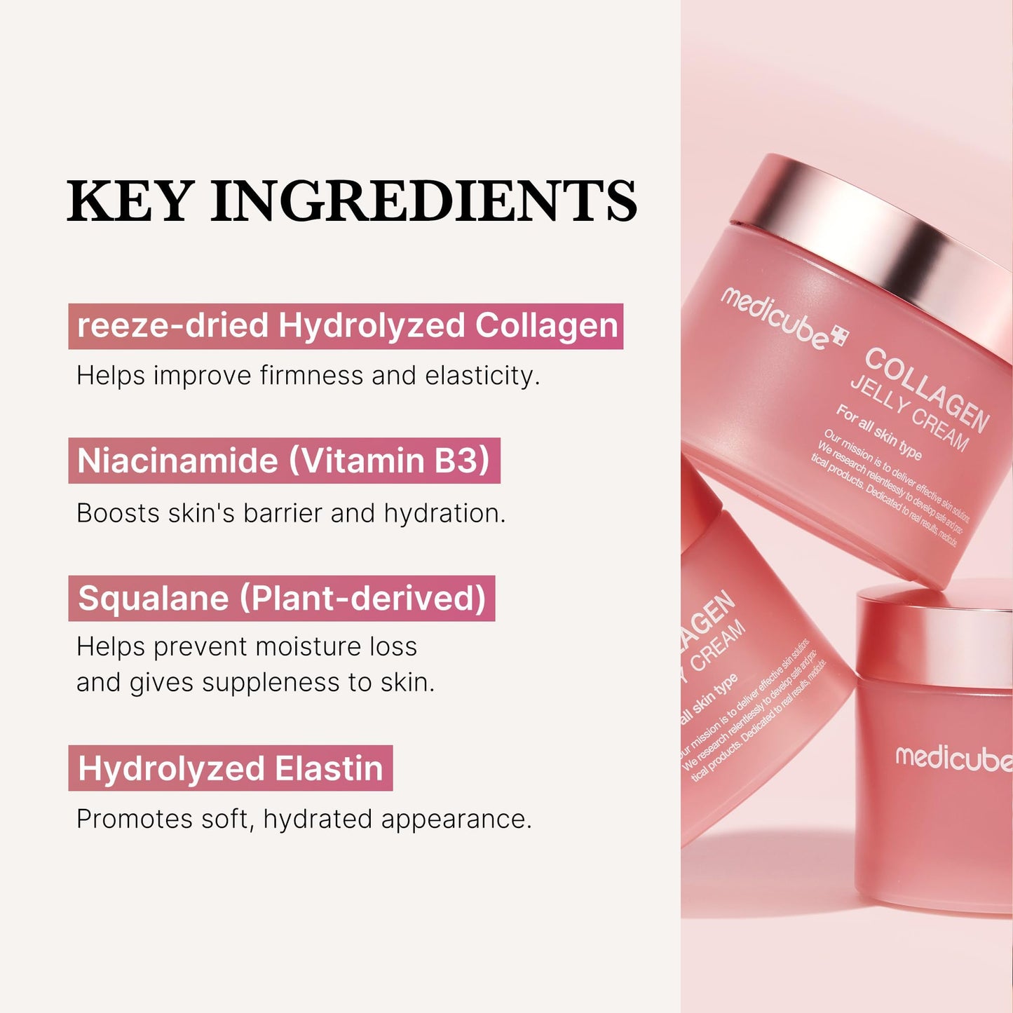 Collagen Jelly Cream with Niacinamide for 24h glow, firm skin & deep hydration.