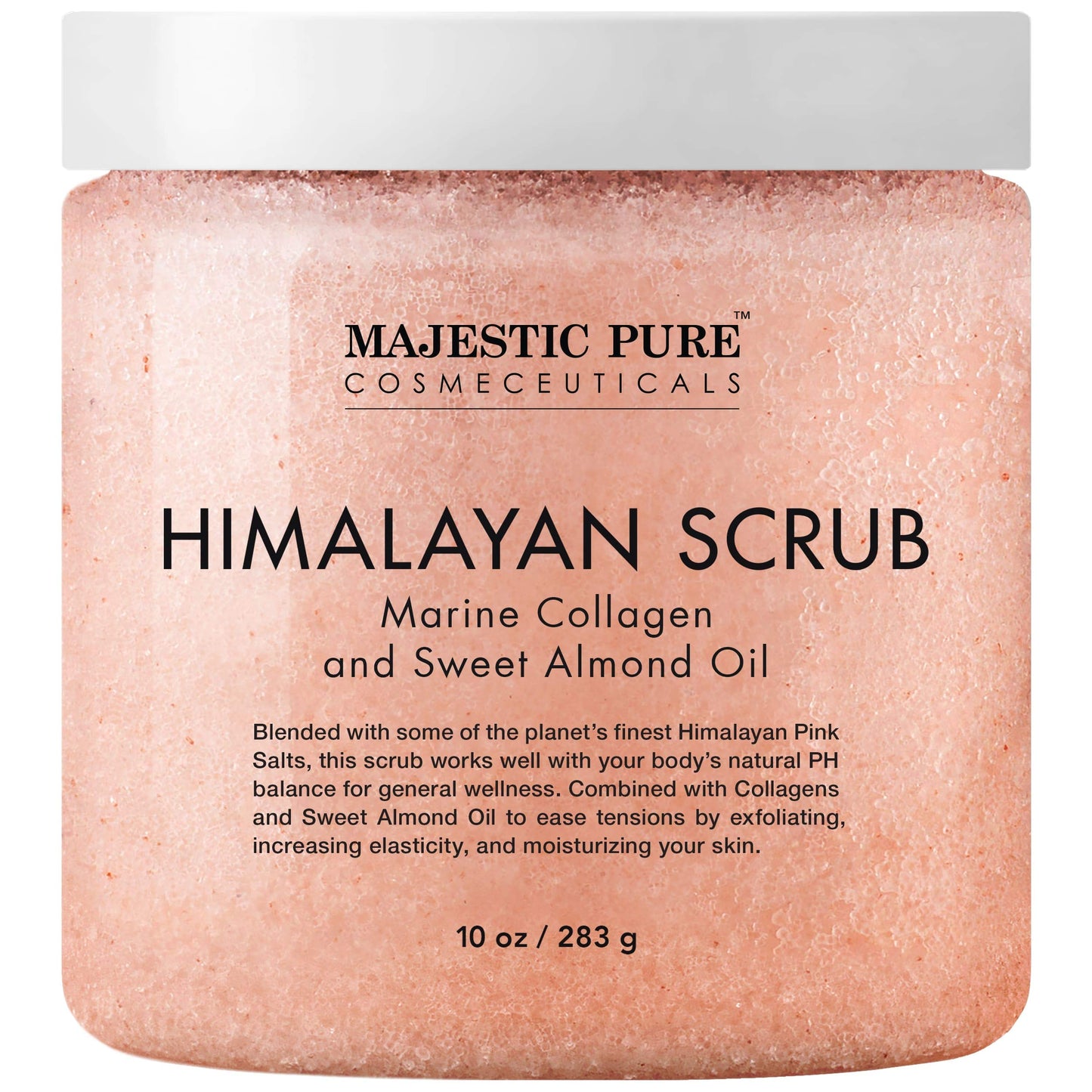 MAJESTIC PURE Himalayan Pink Salt Body Scrub with Collagen and Sweet Almond Oil