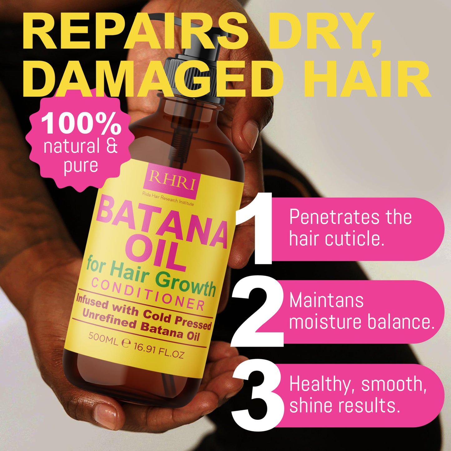 Batana Oil Shampoo & Conditioner Set, raw organic oil for hair growth, clarifying and thickening treatment for thinning hair, unisex.