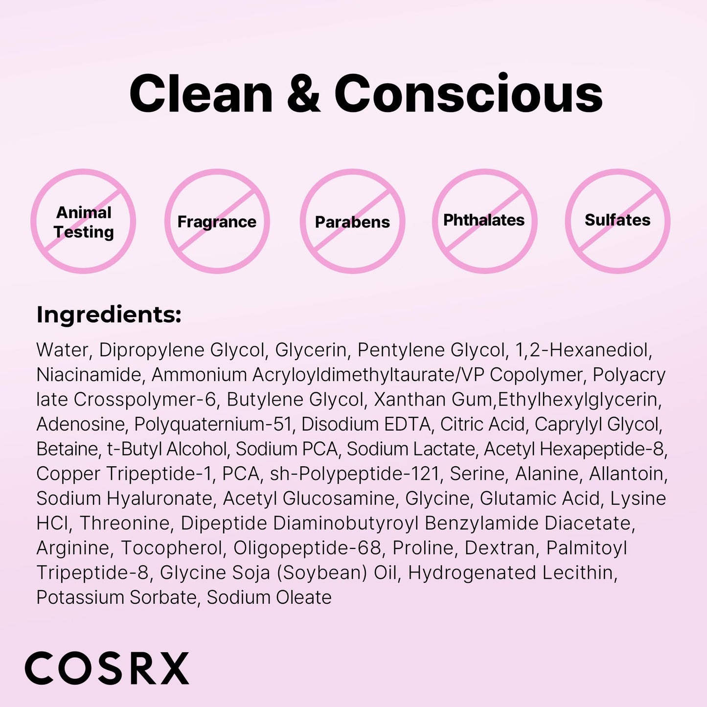 COSRX 6X Peptide Collagen Booster Toner 150ml, with Niacinamide and Hyaluronic Acid, paraben-free.