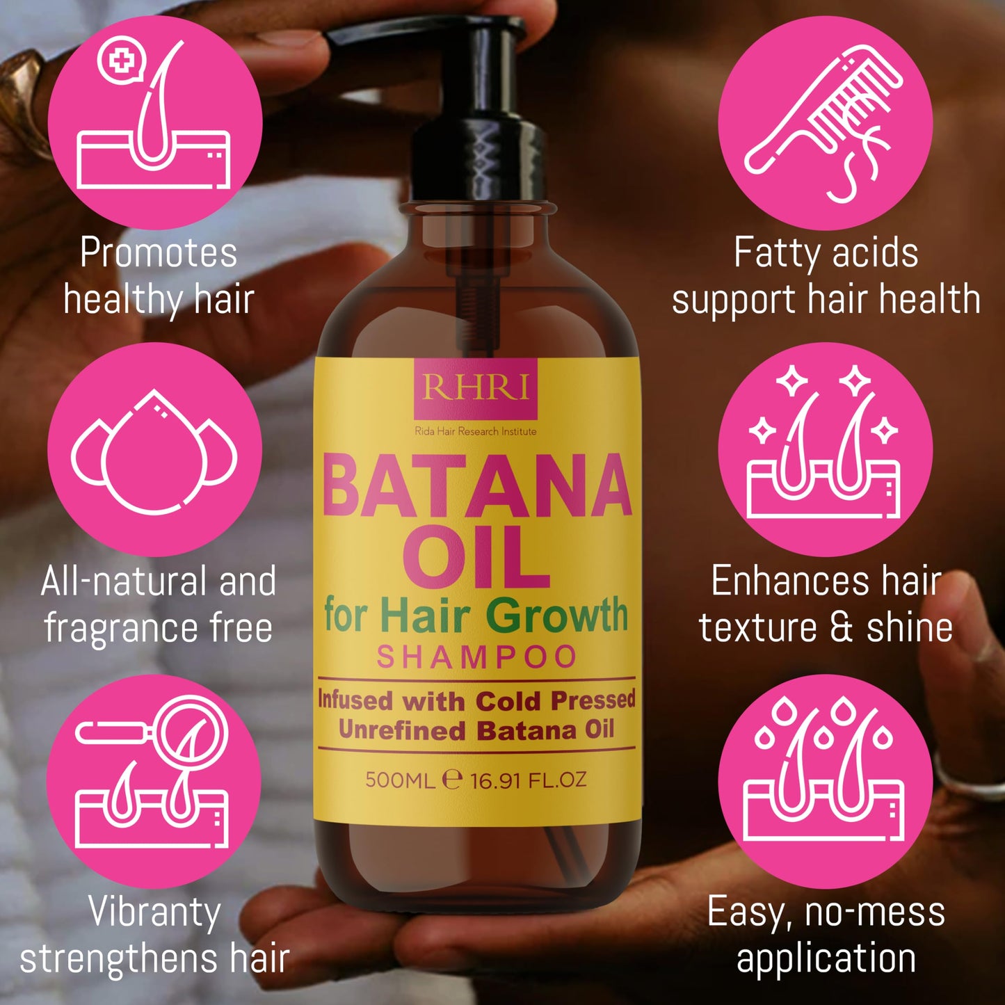 Batana Oil Shampoo & Conditioner Set, raw organic oil for hair growth, clarifying and thickening treatment for thinning hair, unisex.
