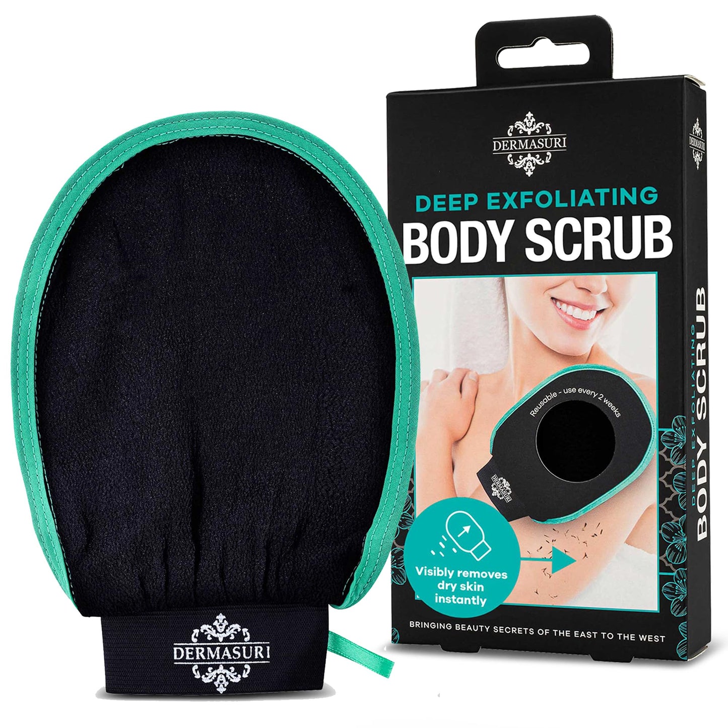 Dermasuri Deep Exfoliating Glove, Korean body scrub mitt for dead skin removal, smooth skin care, 1 pack.