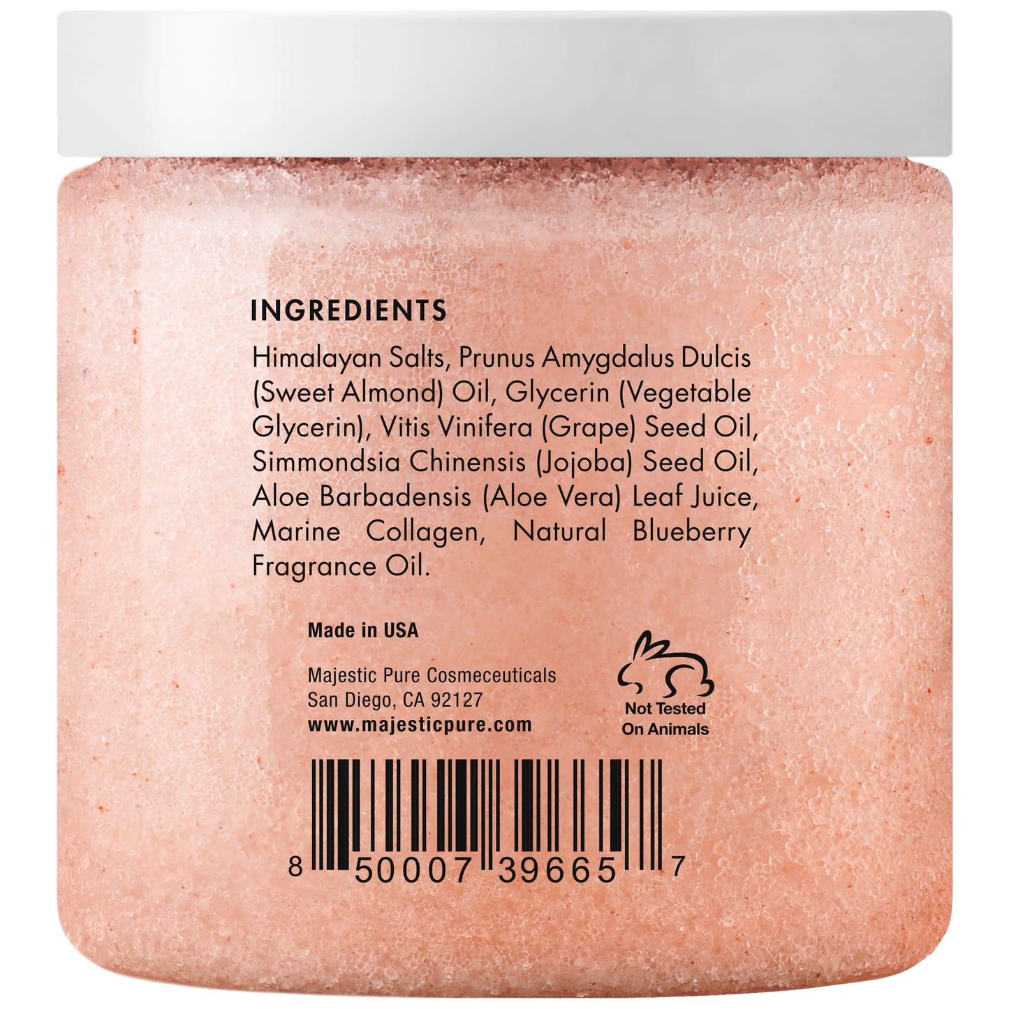 MAJESTIC PURE Himalayan Pink Salt Body Scrub with Collagen and Sweet Almond Oil