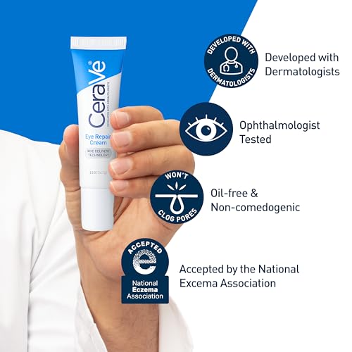 CeraVe Eye Repair Cream reduces puffiness and under-eye bags with hyaluronic acid and niacinamide.