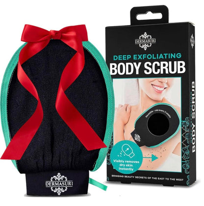 Dermasuri Deep Exfoliating Glove, Korean body scrub mitt for dead skin removal, smooth skin care, 1 pack.