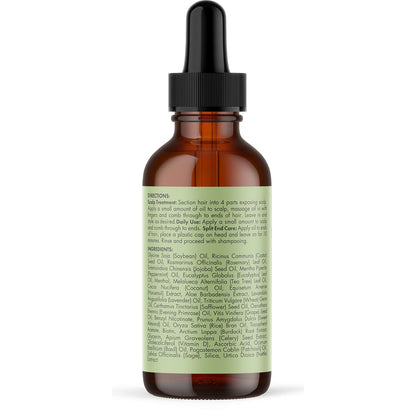 Mielle Rosemary & Mint Hair Oil 2oz, with Biotin, treats split ends, dry scalp, and strengthens hair.