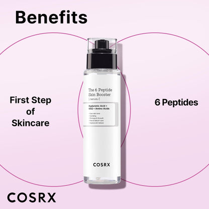 COSRX 6X Peptide Collagen Booster Toner 150ml, with Niacinamide and Hyaluronic Acid, paraben-free.