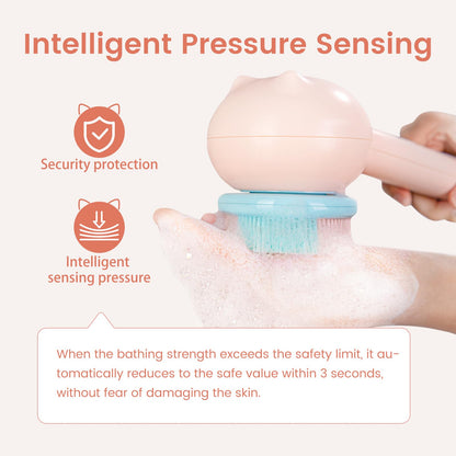 Oh, XIYU Electric Back Scrubber, waterproof body brush with 2 heads, 3 speeds. For shower cleansing, massaging, and exfoliating, berry pink color.