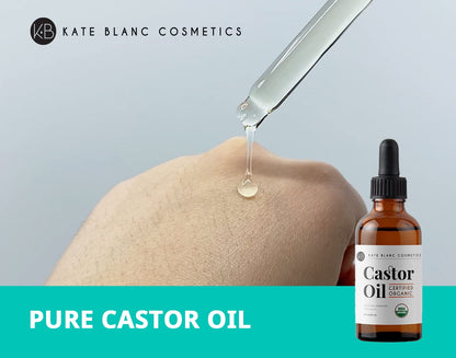 Kate Blanc Organic Castor Oil 2oz, 100% pure, cold pressed. For hair, lashes, brows, and skin care.