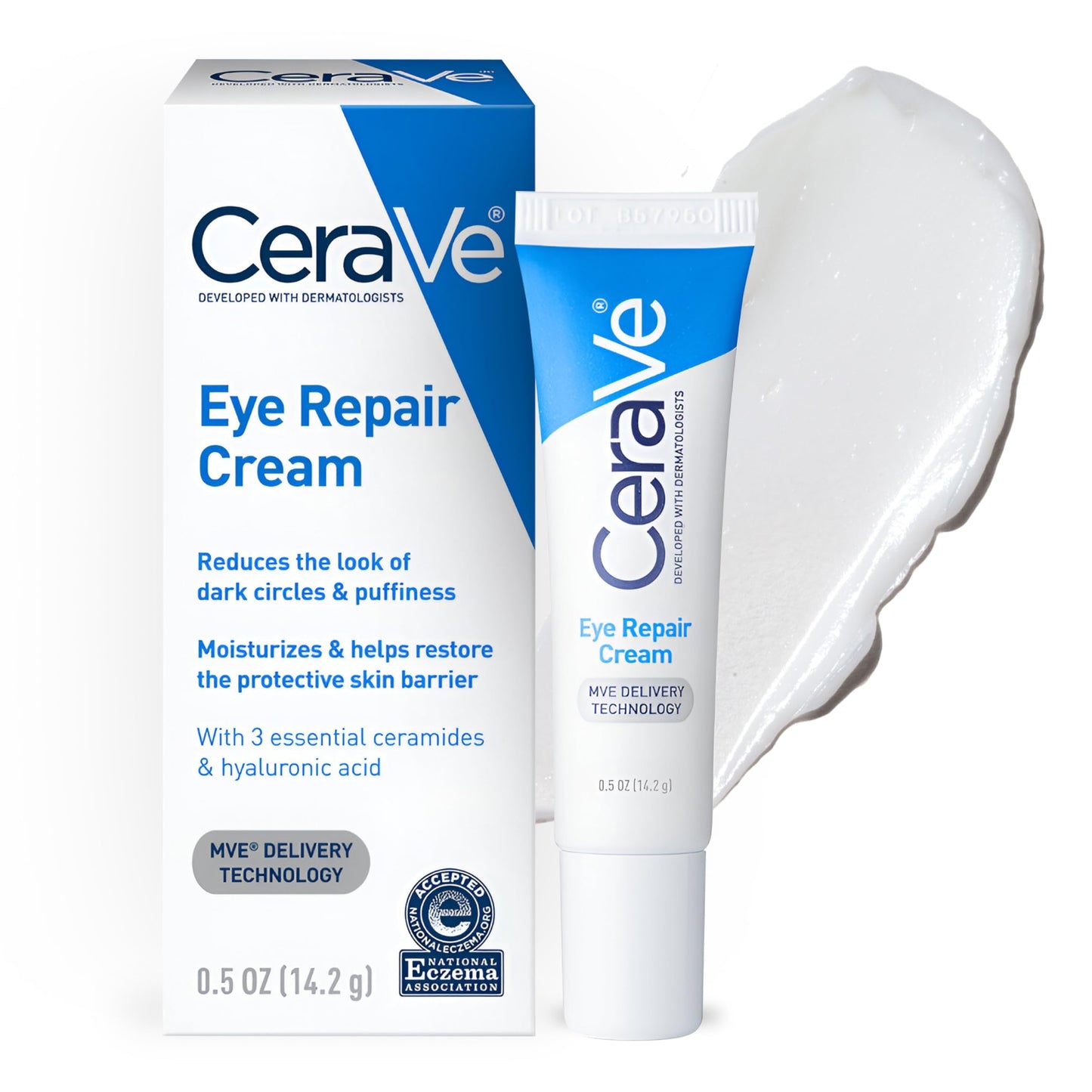 CeraVe Eye Repair Cream reduces puffiness and under-eye bags with hyaluronic acid and niacinamide.