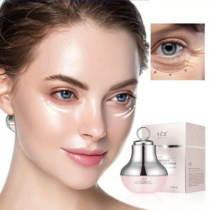 ChatGPT: Ycz Electric Massage Eye Cream with gentle vibration refreshes tired eyes, reduces dark circles, firms skin, smooths fine lines, and moisturizes for anti-wrinkle care.