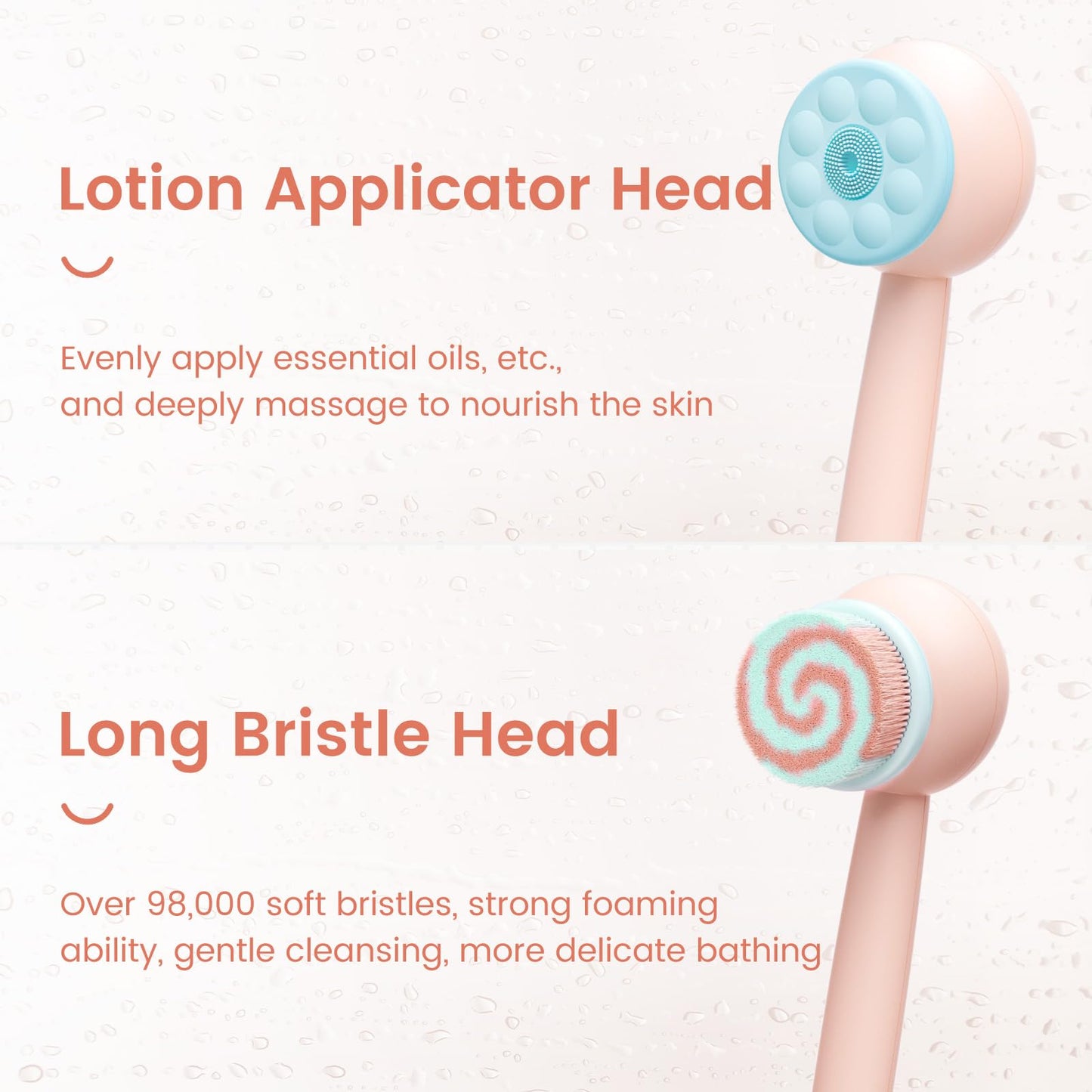 Oh, XIYU Electric Back Scrubber, waterproof body brush with 2 heads, 3 speeds. For shower cleansing, massaging, and exfoliating, berry pink color.