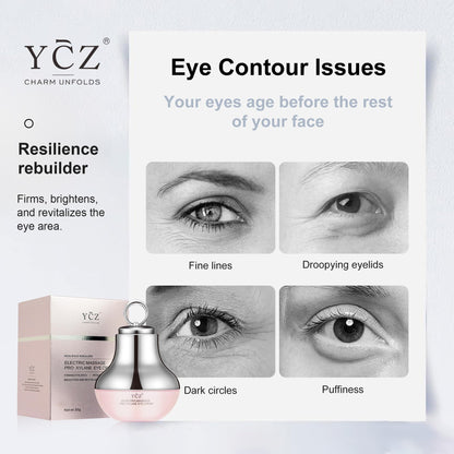 ChatGPT: Ycz Electric Massage Eye Cream with gentle vibration refreshes tired eyes, reduces dark circles, firms skin, smooths fine lines, and moisturizes for anti-wrinkle care.