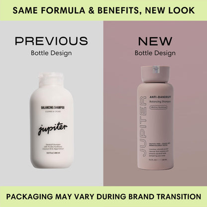 Jupiter Anti-Dandruff Shampoo 14 fl oz, vegan, sulfate- and paraben-free. For flaky, itchy scalp, safe for color-treated hair, unisex formula with zinc.