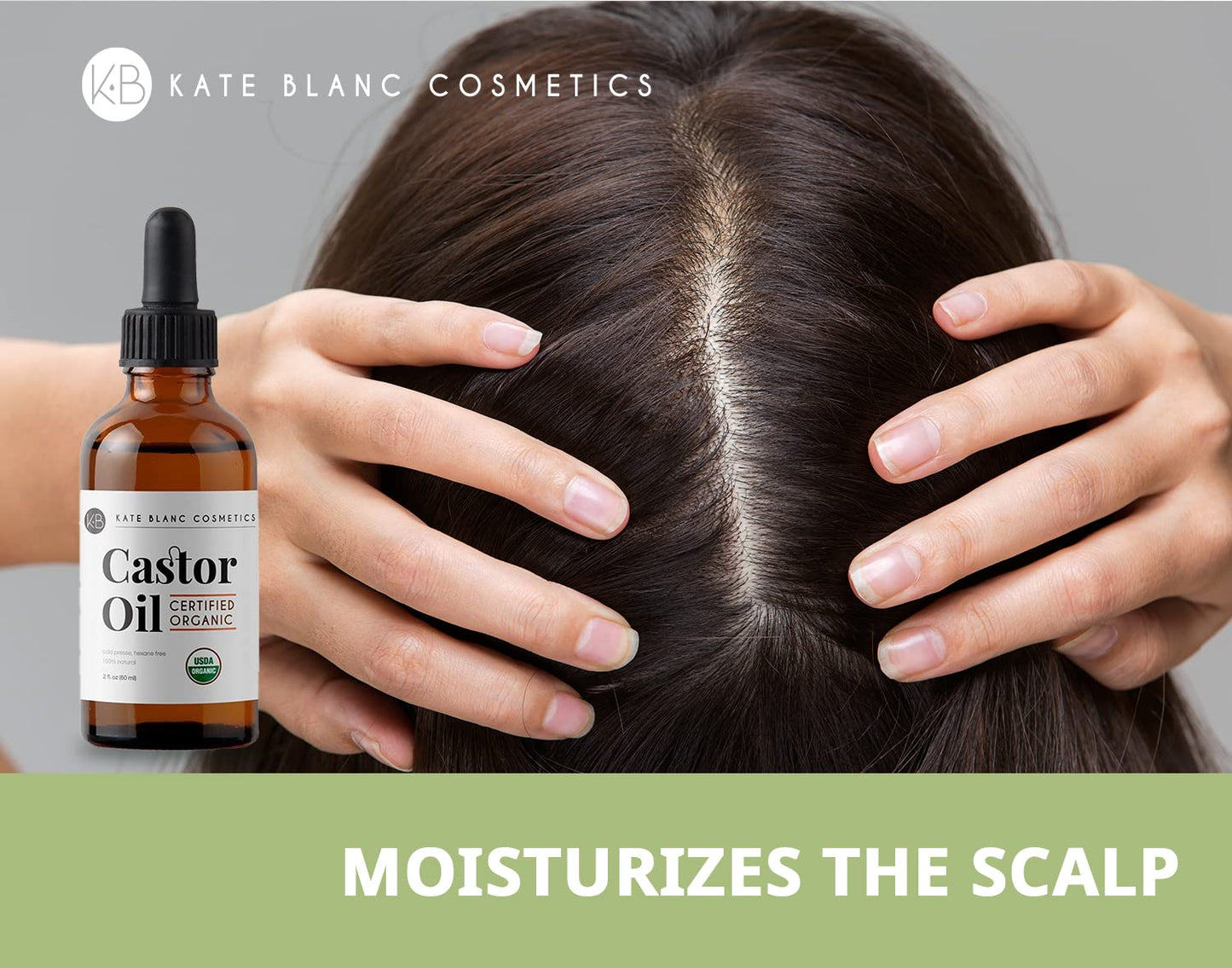 Kate Blanc Organic Castor Oil 2oz, 100% pure, cold pressed. For hair, lashes, brows, and skin care.