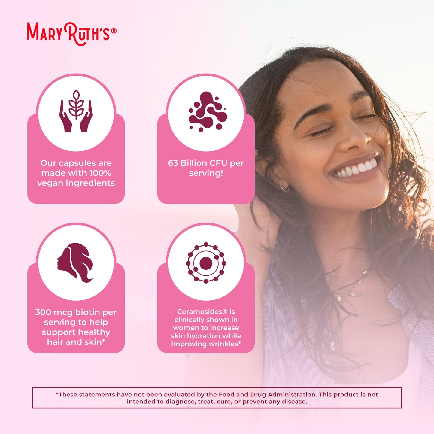 MaryRuth Probiotic Beauty Capsules – Vegan Collagen & Skin Support, 60 Count