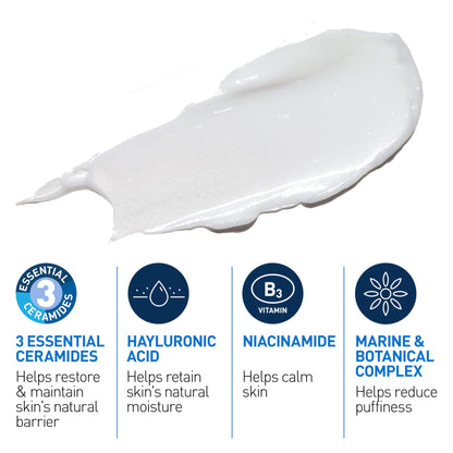 CeraVe Eye Repair Cream reduces puffiness and under-eye bags with hyaluronic acid and niacinamide.