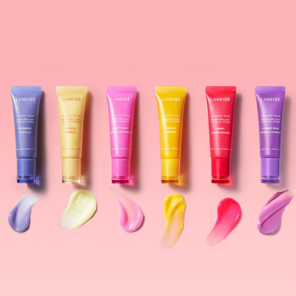 LANEIGE Lip Glowy Balm with shea butter provides sheer tint and hydration for soft, shiny lips.