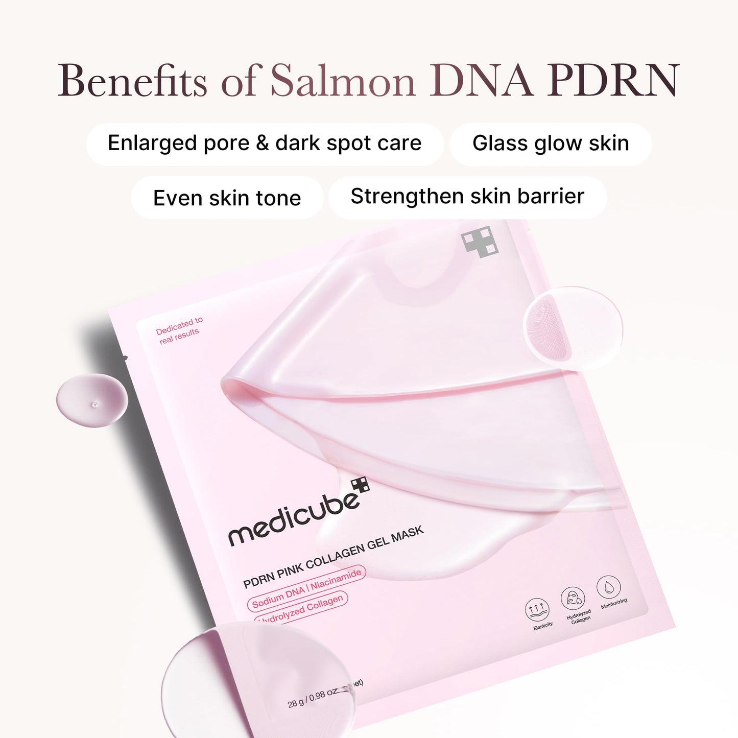 medicube Salmon DNA PDRN pink collagen jelly gel mask | korean skincare, 28g, 4ea