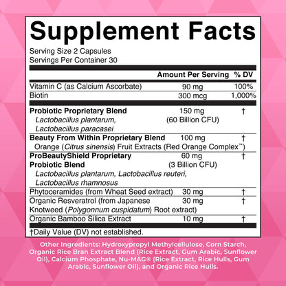 MaryRuth Probiotic Beauty Capsules – Vegan Collagen & Skin Support, 60 Count