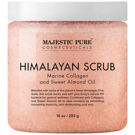 MAJESTIC PURE Himalayan Pink Salt Body Scrub with Collagen and Sweet Almond Oil