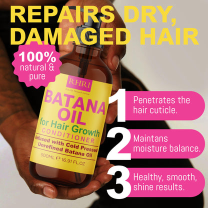 Batana Oil Shampoo & Conditioner Set, raw organic oil for hair growth, clarifying and thickening treatment for thinning hair, unisex.