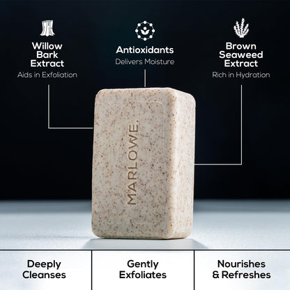 MARLOWE. No.102 Body Scrub Soap 7oz, exfoliates and revitalizes with shea butter, olive oil, and green tea.