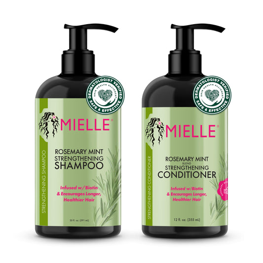 Mielle Rosemary Mint Shampoo & Conditioner with Biotin, strengthens and cleanses weak, brittle hair, 12oz.