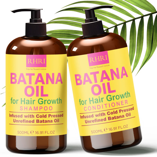 Batana Oil Shampoo & Conditioner Set, raw organic oil for hair growth, clarifying and thickening treatment for thinning hair, unisex.