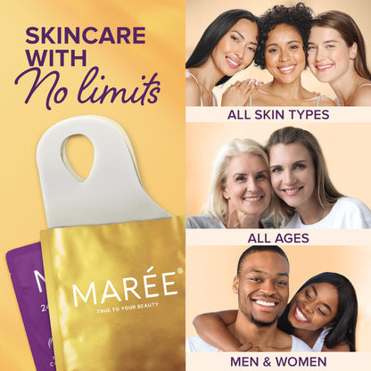 MAREE Collagen Facial Mask with Hyaluronic Acid, hydrating gold face masks, 5-count, skincare for women.
