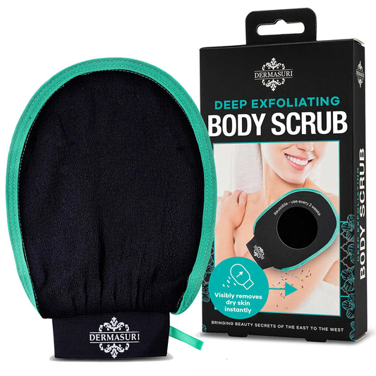 Dermasuri Deep Exfoliating Glove, Korean body scrub mitt for dead skin removal, smooth skin care, 1 pack.