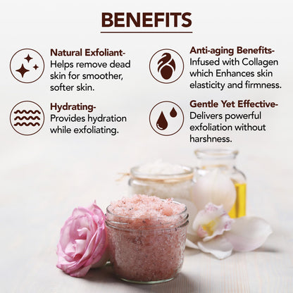 MAJESTIC PURE Himalayan Pink Salt Body Scrub with Collagen and Sweet Almond Oil